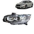 1pc Headlight Assembly Chrome Housing Replacement For Honda Civic 2016-2020 Halogen With Drl Driver Side Lh Ho2503173 Ho2502173 