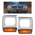 Headlight Bezel With Turn Signal Light Pair For 1986 1990 Dodge D100 D150 D250 D350 W100 W150 W250 W350 Ramcharger Yellow Lens 