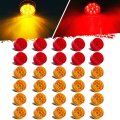 Partsam 30pcs 2 Inch Round Trailer Led Side Marker And Clearance Lights Amber 9 Diodes With Reflectors For Semi Trucks 20x 10x 