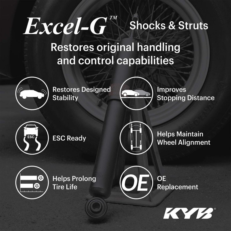 344082 Excel-g Gas Shock Rear Automotive Absorber For Cars And Trucks Stock Size Black Silver Chrome Finish
