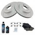 Trq Front Ceramic Brake Pad Performance Drilled Slotted Rotor Kit W Chemicals