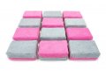 Autofiber Thick Saver Applicator Terry Ceramic Coating Sponge 12 Pack With Plastic Barrier To Reduce Product Waste Pink Gray 