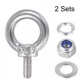 Uxcell Lifting Eye Bolt M4 X 11mm Male Thread With Hex Screw Nut Gasket Flat Washer For Hanging Securing Chain Wire Rope 304