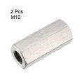 Uxcell M10 X 1 5-pitch 40mm Length 304 Stainless Steel Metric Hex Coupling Nut 2-pcs