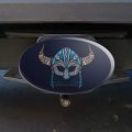 Nordic Viking Warrior Helmet With Horns Oval Tow Trailer Hitch Cover Plug Insert
