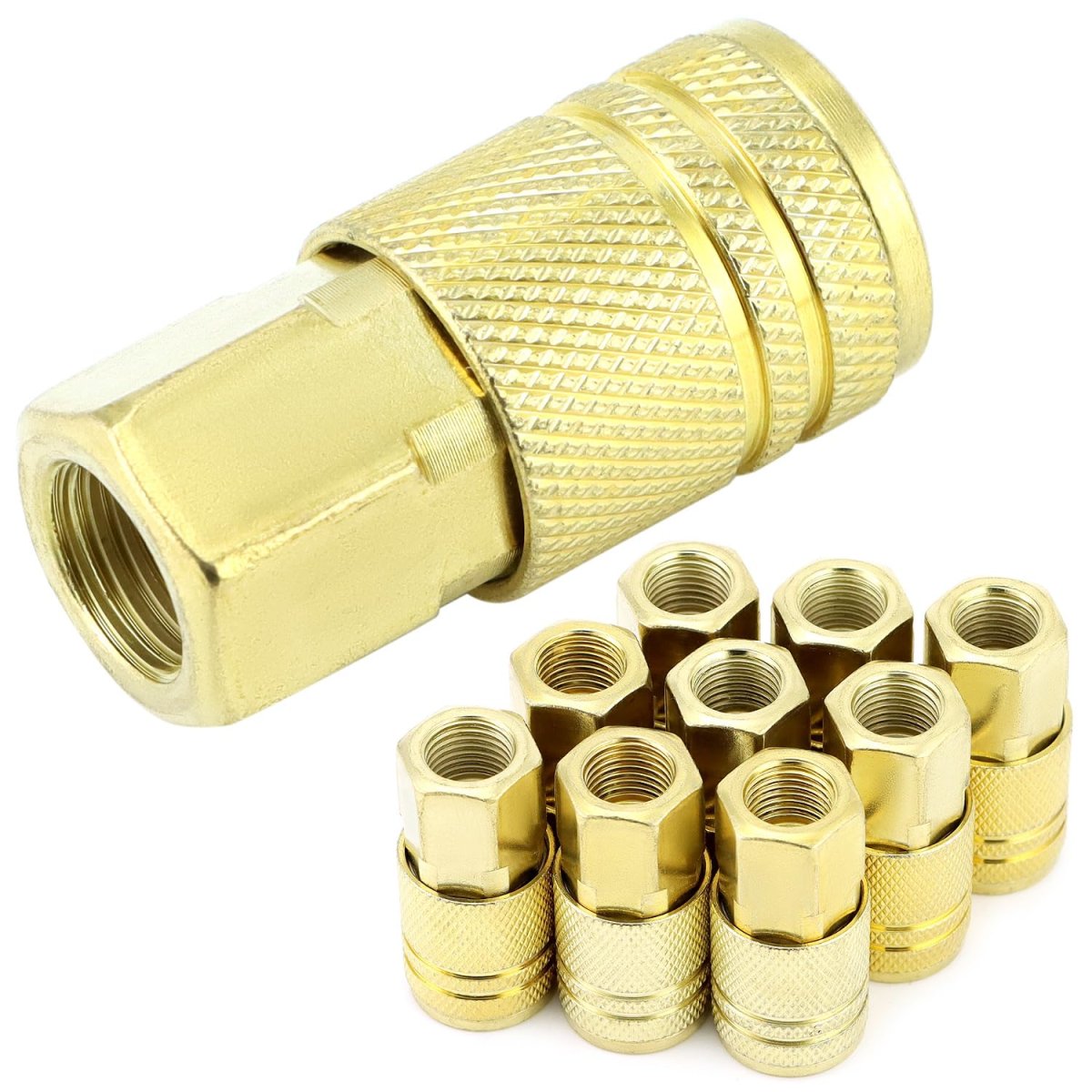 1 4 Npt Female Thread Air Hose Fittings 10 Pack Brass Quick Connector Coupler