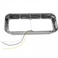 Partsam 2x Headlight Bezels Chrome W Visor 12 Clear Amber Led Light Strip Replacement For 4x6 Lights Kenworth T400 T600 T800