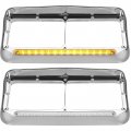 Sepey Chorme Headlight Bezels With 12 Amber Clear Led Light Strip