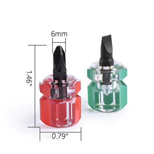 Box Of 5 Mini Offset Magnetic Screwdrivers With Phillips And Flat Head For Automotive Fender Installation Silver Red Green