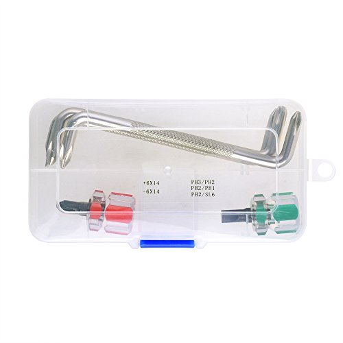 Box Of 5 Mini Offset Magnetic Screwdrivers With Phillips And Flat Head For Automotive Fender Installation Silver Red Green
