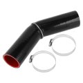 1 Set 51mm 2 01 Id 150mm 5 91 Length 45 Degrees Black Red Car Silicone Hose With Clamps Coolant Universaset 51mm 2 01 Id 150mm 