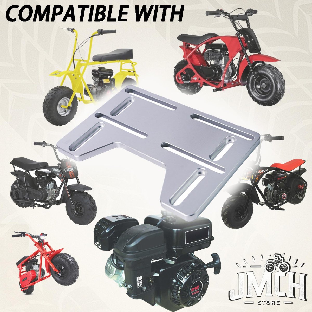 Mini Bike Engine Mount Plate 10mm Aluminum Bracket Kit For Predator 212 196 224cc Coleman B100 Rb100 Rt100 Mega Moto Mm80