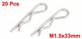 Uxcell 1 5mm X 33mm Stainless Steel Hair Pin Style Cotter Clip 20 Pcs
