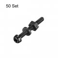 Uxcell Nylon Screw Nut Washer Assortment Kit M2 5x20mm Round Head Machine Bolt Nuts Flat Washers Black 50 Set