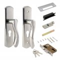 Ldexin Front Door Lock Set Double Cylinder Handle And Deadbolt With Lever 5 7 Screw Hole Distance Silver 