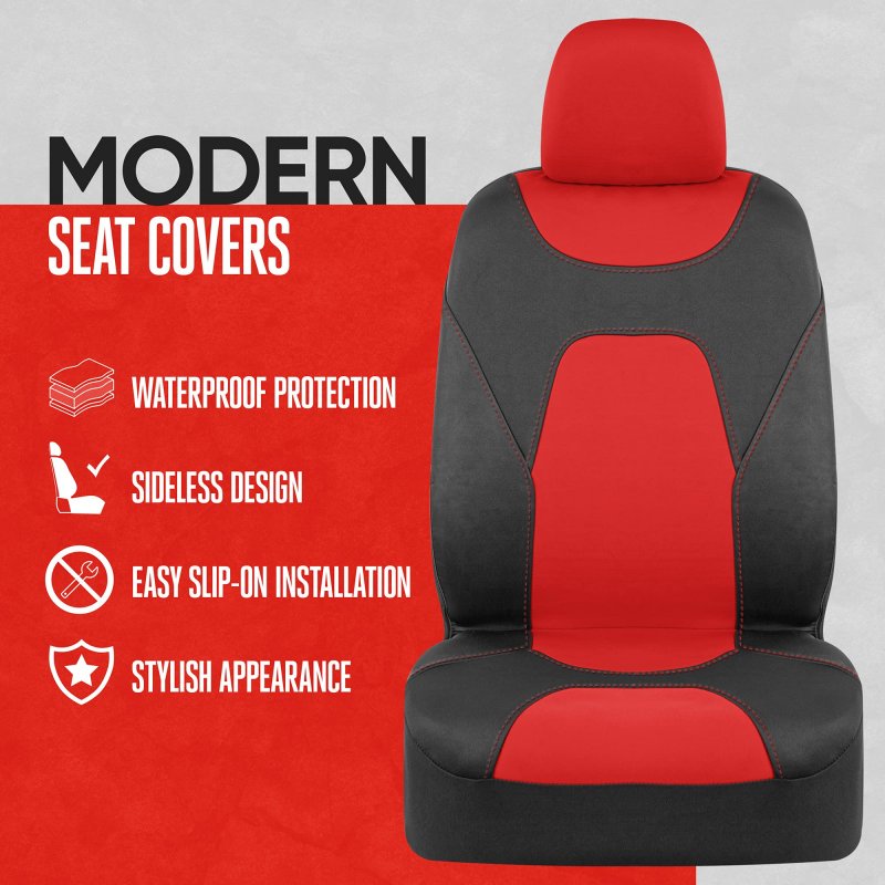 Motor Trend Aquashield Waterproof Neoprene Car Seat Covers Front Pair Red Includes 4 Piece Carpet Floor Mats Universal Fit For