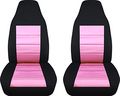 2-tone Car Seat Covers Black And Sweet Pink Universal Fit Front Buckets Option For Airbag Belt Armrest Release Lever Compatible 