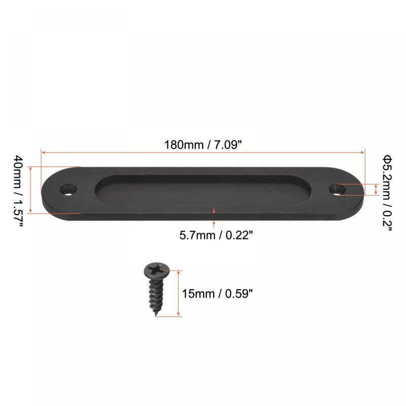Finger Flush Pull Handle 180x40x5 7mm Oval For Drawer Door Black