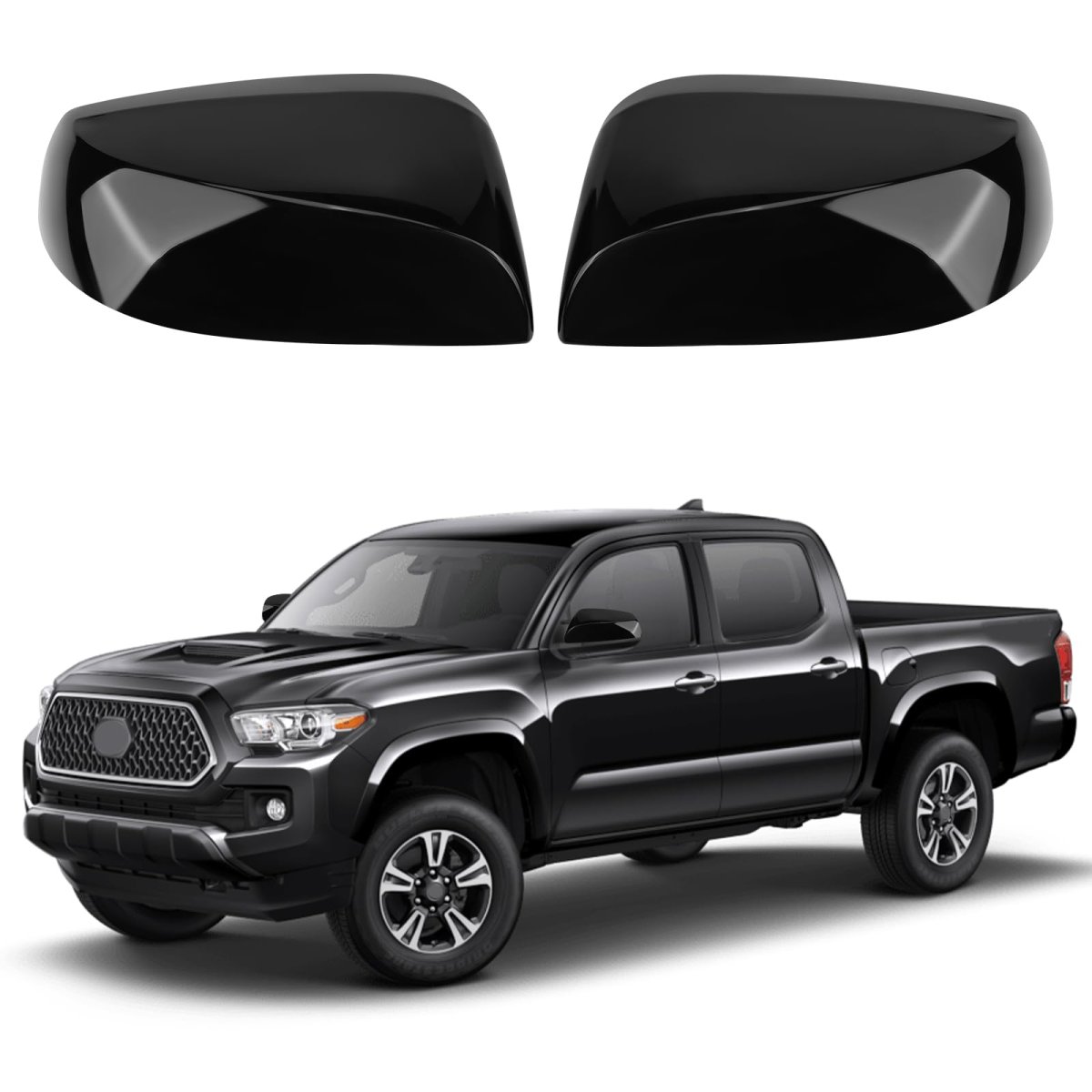 Glossy Black Mirror Cover For 2016 2023 Toyota Tacoma Sr Sr5 Without Turn Signal Direct Replacement Clip On Caps 2 Piece Set