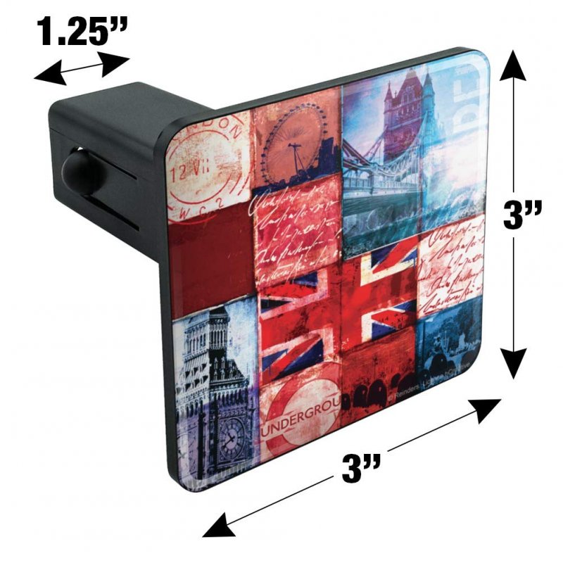 London England Britain Bridge Tile Collage Tow Trailer Hitch Cover Plug For 1 25 In Receivers Black Abs Plastic With Uv