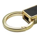 Ipick Image Ford Logo Round Hook Leather Strip Double Ring Golden Metal Key Chain 