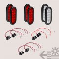 True Mods 4 Red 2 White 6 Oval Led Trailer Tail Light Kit Dot Fmvss 108 Grommets Plugs Included Ip67 Waterproof Stop Brake Turn 