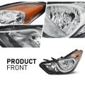 Headlight Left Driver Side Halogen For Elantra 2011-2013 921013y000 Hy2502161 Clear Lens Chrome Housing Amber Reflector