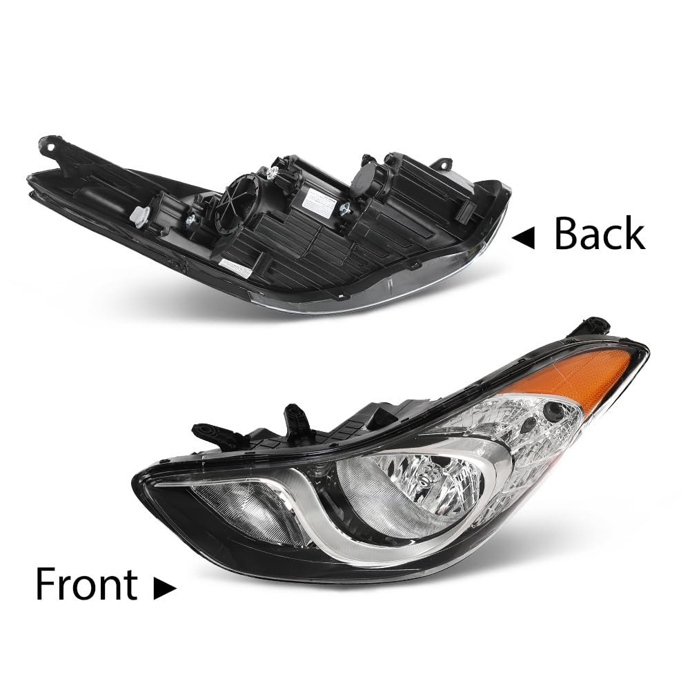 Headlight Left Driver Side Halogen For Elantra 2011-2013 921013y000 Hy2502161 Clear Lens Chrome Housing Amber Reflector