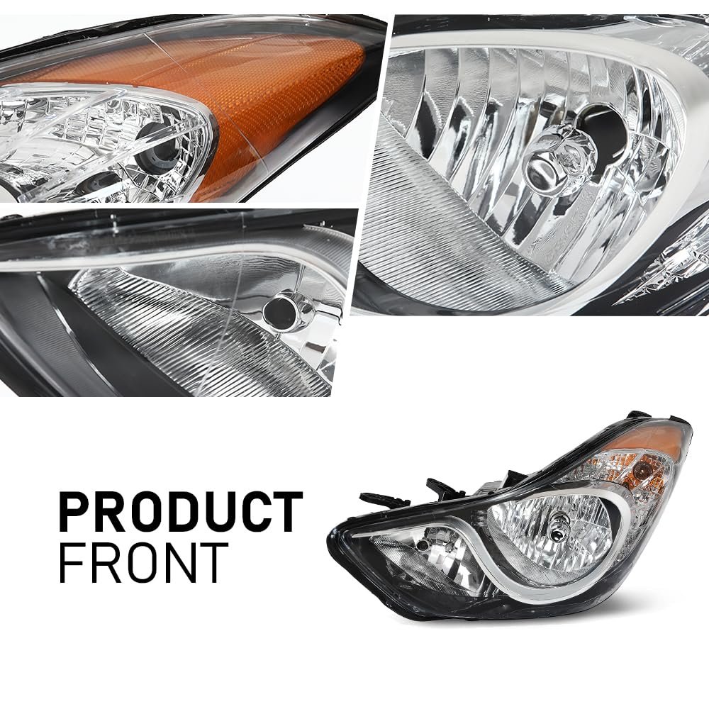 Headlight Left Driver Side Halogen For Elantra 2011-2013 921013y000 Hy2502161 Clear Lens Chrome Housing Amber Reflector