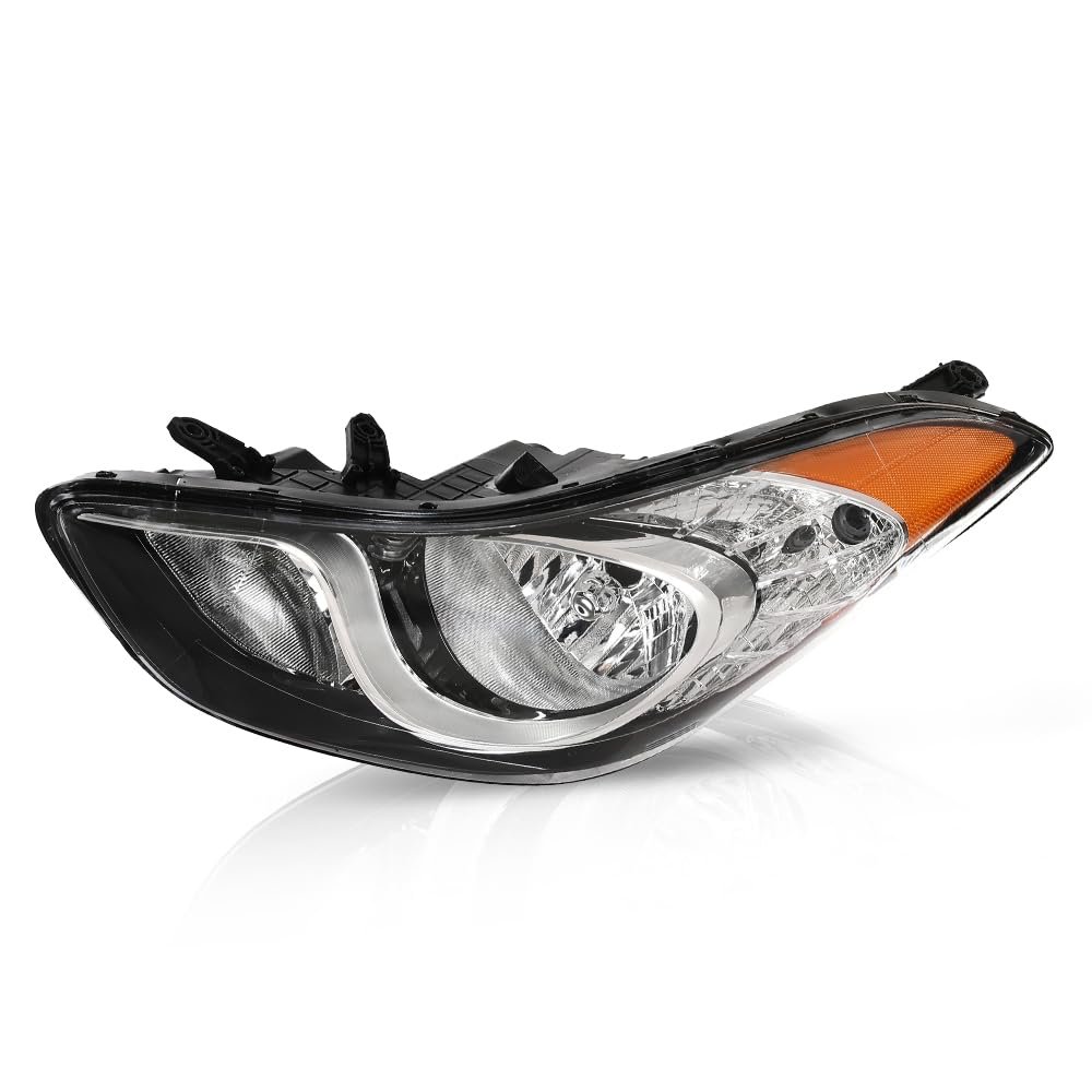 Headlight Left Driver Side Halogen For Elantra 2011-2013 921013y000 Hy2502161 Clear Lens Chrome Housing Amber Reflector