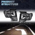 G-plus Headlights Assembly Compatible With 2009 2010 2011 2012 2013 F150 Bumper Headlamp Clear Lens Black Housing Clear