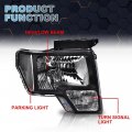 G-plus Headlights Assembly Compatible With 2009 2010 2011 2012 2013 F150 Bumper Headlamp Clear Lens Black Housing Clear