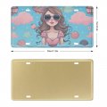 License Plate Covers Cute Cartoon Swimming Pool Girl Custom Pink Blue Novelty Decorative Front Personalized Plates 6x12 Inch