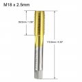 Uxcell Metric Machine Thread Milling Tap M18 X 2 5 H2 Titanium Coated Ti-coated High Speed Steel 4 Straight Flutes Screw