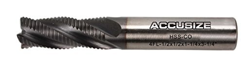 Accusizetools 1 2 X 1-1 4 3-1 Coarse Tooth M42 8 Cobalt Tialn Roughing End Mill 1102-0012