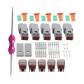 Dt 2 Pin Electrical Connector Kit 5 Sets With 16awg Contacts Removal Tool And Mounting Clips For Auto Truck Marine Wiring 