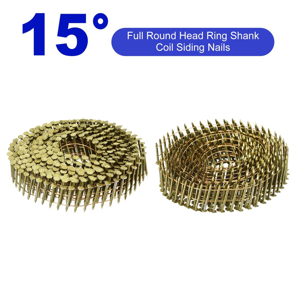 3600 Count Siding Nails 1 In X 0 083 15 Degrees Ring Shank Full Round Head Collated Wire Coil For Lath And Sheathing Materials