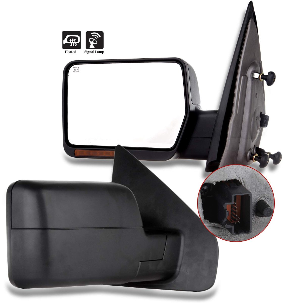 Towing Mirror Fit For 2004 2005 2006d For F150 Pickup Truck Passengers Side Power Adjusted Heated Turn Signal Light Black