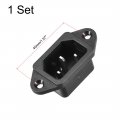 Uxcell Screw Mount 3 Pins Iec320 C14 Inlet Power Socket Ac 250v 10a Black 1set