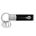 Chevrolet Corvette C8 Stingray Black Genuine Leather Strap Chrome Round Hook Metal Key Chain Official Licensed 