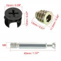 Uxcell 3-in-1 Furniture Connecting Kit 15mm Od Cam Fitting M6x40mm Dowel Screws M6 Pre-inserted Nut 10 Sets