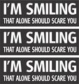 1 X 3 Im Smiling That Alone Should Scare You Hardhat Stickers Funny Motorcycle Biker Helmet Decal 