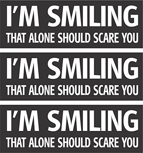 1 X 3 Im Smiling That Alone Should Scare You Hardhat Stickers Funny Motorcycle Biker Helmet Decal