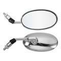 1 Pair Motorcycle 10mm Screw Thread Rear View Side Mirror Rearview Universal Silver Tone
