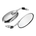 1 Pair Motorcycle 10mm Screw Thread Rear View Side Mirror Rearview Universal Silver Tone