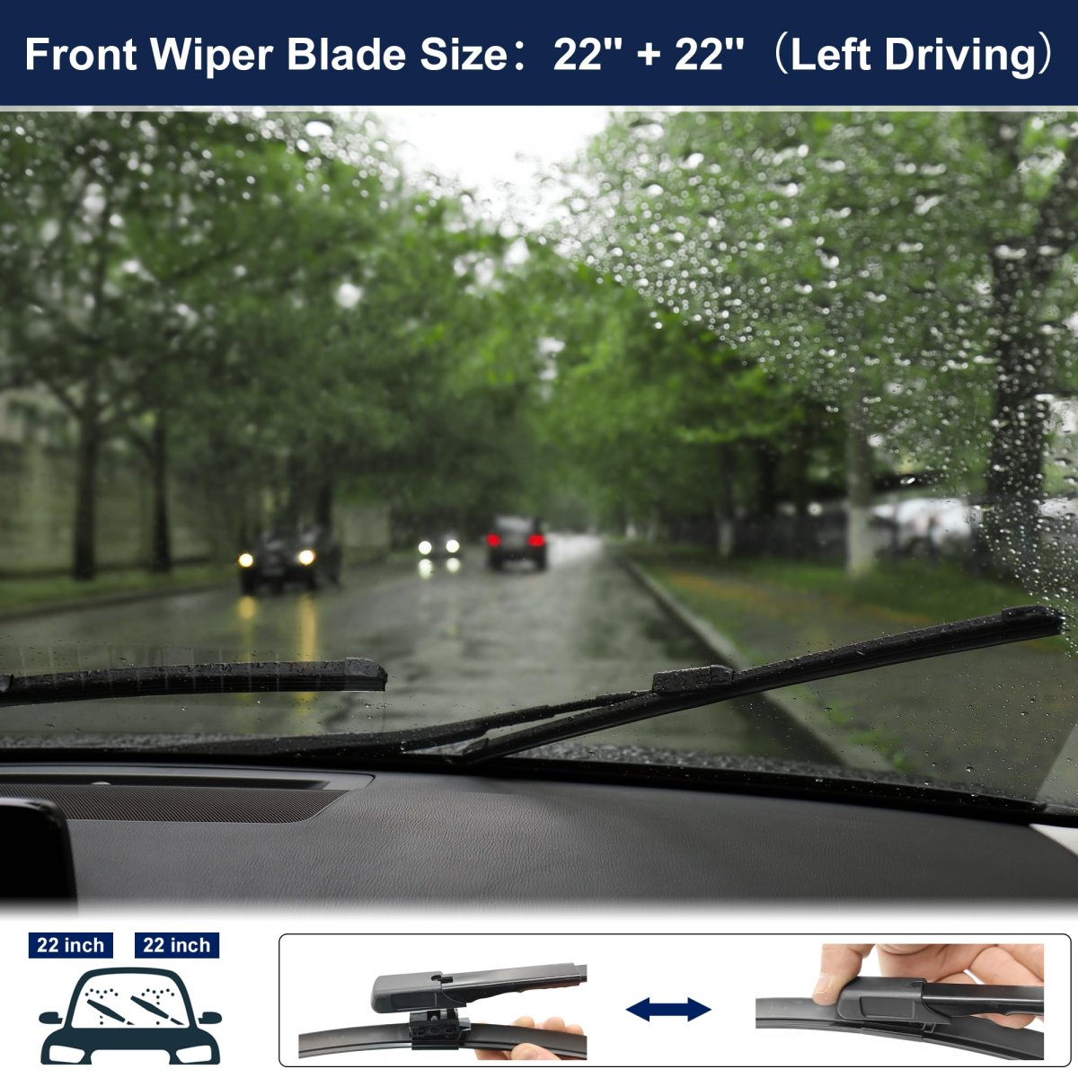 1 Pair 22 Coating Silicone Front Windshield Wiper Blade Replacement Set For Mercedes-benz C-class W205 A205 2015-2021 Not J U