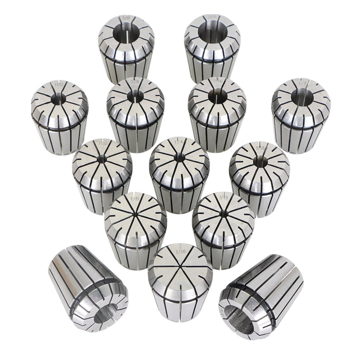 14pcs Er32 1 16 Inch-3 4 Inch Steel Spring Collet Set Fit For Cnc Milling Chuck Lathe Tool Holder