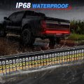 Mictuning 47 Inch Led Tailgate Light Bar Triple Row Full Function Sequential Amber Turn Signal Aluminum Frame Strip For Trucks