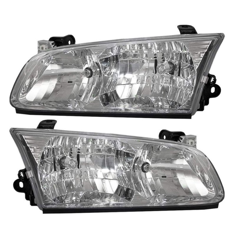 Headlight Assemblies For Toyota Camry 2000 2001 Driver And Passenger Side Pair Halogen Clear Polycarbonate Lens Waterproof