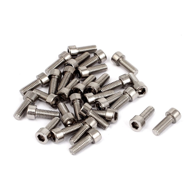 21mm Long M6x16mm Stainless Steel Hex Head Socket Cap Screws 30pcs
